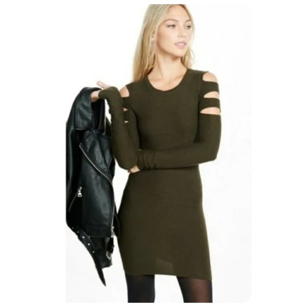 NWT Express Open Back Long Sleeve Sweater Dress sz L